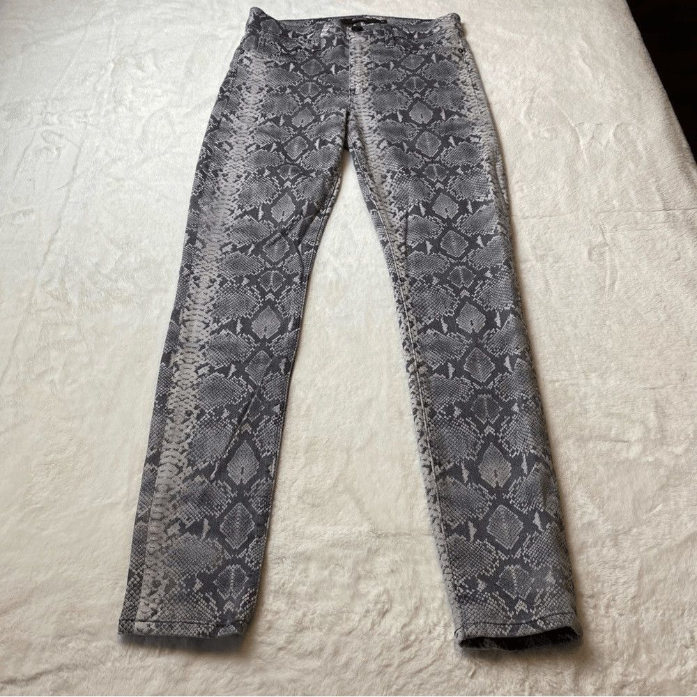 Hudson Womens Skinny Jeans 26 Gray Python Snake Print Metallic Stretch Made USA